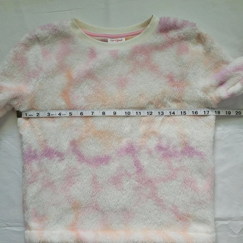Cat & Jack Fleece Jogger Pants Set Pink Tie Dye Blue Star Sweater Girls L Cozy